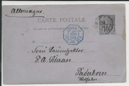 SENEGAL - 1888 - CARTE ENTIER POSTAL ALPHEE De GOREE Avec CACHET MARITIME PAQUEBOT FR N°4 Pour PADERBORN (ALLEMAGNE) - Lettres & Documents