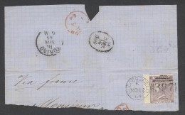 8665-GRANDE FRAMMENTO DI LETTERA AFFRANCATA SIX PENCE - Storia Postale