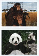 NICARAGUA CHIMPANZEE PANDA ENDANGERED Sc 2212-2213 MNH 1999 - Chimpanzés