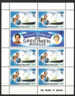 Royal Wedding 1981 Seychelles, Mint Never Hinged Block, Specimen - Seychelles (1976-...)