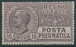 1913-23 REGNO POSTA PNEUMATICA 15 CENT MNH ** - T40 - Pneumatic Mail