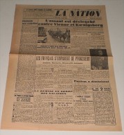 La Nation (du Centre) Du 9 Avril 1945 (FN),l’or Du Reich. - Francese