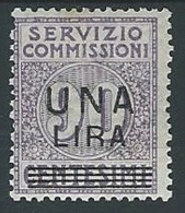 1925 REGNO SERVIZIO COMMISSIONI 1 LIRA SU 90 CENT MH * - T39 - Strafport