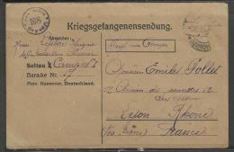 Guerre 14/18 Correspondance 30 Kriegsgefangenensendung Soltau  Lyon Hannover 20.09.19182 Scans ) - Guerre Mondiale (Première)