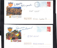 4 Enveloppes Repiquées Sur Le RUGBY , Haute Garonne Et Perpignan . - Rugby