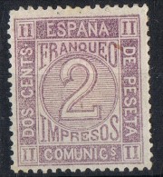 Sello 2 Cts Impresos Cifras Amadeo 1872, Violeta Num 116a * - Unused Stamps