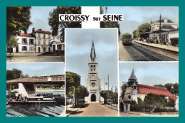 78 Croissy Sur Seine ( Gare, Train, église, Bateau Péniche, Multivues ) - Croissy-sur-Seine