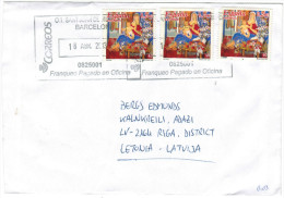 SPAGNA - ESPAÑA - Spain - Espagne - 2013 - 3 X Navidad - Viaggiata Da Barcelona Per Adazi, Riga, Latvia - Covers & Documents