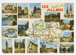 {45935} 03 Allier , Carte Et Multivues ; Commentry Montluçon Ebreuil Vichy Moulins Rouzat Néris Les Bains Souvigny - Cartes Géographiques