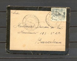 1942 PONTEVEDRA, SOBRE CIRCULADO ENTRE PUENTEAREAS Y BARCELONA - Storia Postale