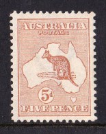 Australia 1913 Kangaroo 5d Chestnut 1st Watermark MH - See Notes - Nuevos