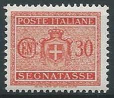 1945 LUOGOTENENZA SEGNATASSE 30 CENT NO FILIGRANA MNH ** - T77 - Taxe