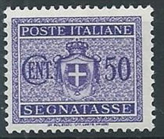 1945 LUOGOTENENZA SEGNATASSE 50 CENT NO FILIGRANA MNH ** - T70 - Strafport