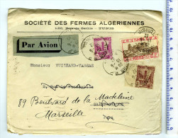 Enveloppe Par Avion 1932 Tunis "société Des Fermes Algériennes" - Lettres & Documents