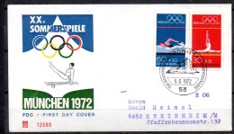 ALLEMAGNE  FDC 1972  Lutte Gymnastique Barre - Wrestling