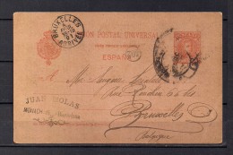1901 BARCELONA, ENTERO POSTAL ED. 39 CIRCULADO A BRUSELAS , LLEGADA - 1850-1931