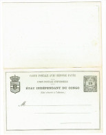 ETAT INDEPENDANT DU CONGO-CARTE A 15c AVEC REPONSE PAYEE A 10c - état Impeccable - 1884-1894