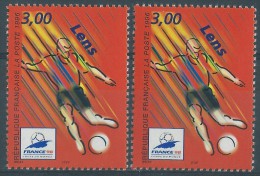 [06] Variété : N° 3010 Coupe Du Monde Football Double-frappe Du Noir +  Normal  ** - Unused Stamps