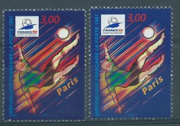 [06] Variété : N° 3077 Coupe Du Monde Football PARIS Orange Au Lieu De Jaune +  Normal  ** - Unused Stamps