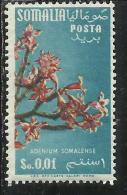 SOMALIA AFIS 1956 FLORA FIORI FLOWER ADENIUM SOMALENSE CENT. 1 FILIGRANA STELLE STAR WATERMARK MNH - Somalia (AFIS)