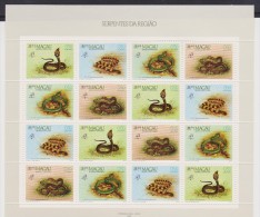 MACAO SERPENTI REPTILES SERPENTS Philexfrance  SNAKES NAJA REPTILS MNH SHEET 1989 - Unused Stamps