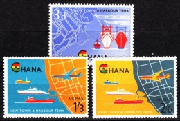 Ghana 1962 MiNr. 112/114  ** / Mint ;  Einweihung Des Neuen Hafens Von Tema - Maritime