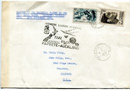 Polynésie - Première Liaison TEAL PAPEETE AUCKLAND - 29 Décembre 1951 - R 1547 - Cartas & Documentos