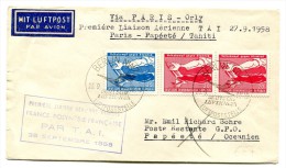 Polynésie - Première Liaison TAI - FRANCE POLYNESIE - 28 Septembre 1958 - R 1551 - Cartas & Documentos