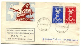 Polynésie - Première Liaison TAI - FRANCE POLYNESIE - 28 Septembre 1958 - R 1553 - Cartas & Documentos