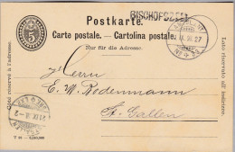 Heimat TG BISCHOFSZELL Bahnwagenvermerk 1899-09-21 Ambulant Nr33/L27 Postkarte Nach St Gallen - Chemins De Fer