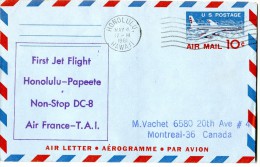 Polynésie - Premier Vol TAI AIR FRANCE  - HONOLULU PAPEETE - 4 Mai 1961 - R 1562 - Briefe U. Dokumente