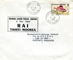 Polynésie - Première Liaison RAI - TAHITI MOOREA - PAPEETE 4 Mai 1963 - R 1569 - Storia Postale
