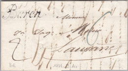 Heimat BE BUREN Handschrift Stempel 1831-09-10 Vorphila Brief Nach Lausanne - ...-1845 Vorphilatelie