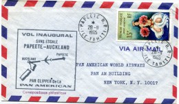 Polynésie - Vol Inaugural PAN AMERICAN - PAPEETE AUCKLAND - 28 Novembre 1965 - R 1575 - Cartas & Documentos