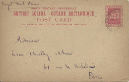 BRITISH GUIANA - 1897 - CARTE POSTALE (ENTIER POSTAL) De DEMERARA Pour PARIS - Guayana Británica (...-1966)