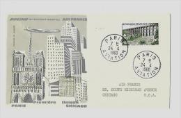 PARIS – AVIATION   LSE  - Tarif P.A. « ETATS-UNIS » à 0NF.85 (1.1.1960/17.1.1965) - 1927-1959 Storia Postale