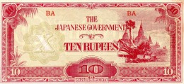 BILLET DE 10 ROUPIES / RUPEES - BURMA / BIRMANIE / MYANMAR - JAPANESE GOVERNMENT - 1942 - Myanmar