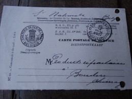 Carte Postale De Service Ministère Des Chemins De Fer OBL Bruxelles,vers Bourlers 30/04/1927 - Autres & Non Classés