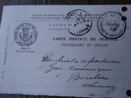 Carte Postale De Service Ministère Des Chemins De Fer OBL Bruxelles,vers Bourlers 04/06/1926 - Sonstige & Ohne Zuordnung