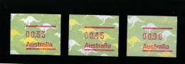 AUSTRALIA - 1985  FRAMAS  KANGAROO  NO  POSTCODE  BUTTON SET (33c.-45c.-90c.)  MINT NH - Machine Labels [ATM]
