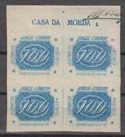 Brazil Brasil Mi# 411 ** MNH Block Of 4 INCLINADOS 1934 Corner Plate Number 1 - Neufs