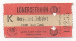 Ticket De Téléphérique. Lünersseebahn. Berg Und Talfahrt. - Autres & Non Classés