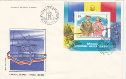 1073FM- DANUBE-BLACK SEA CANAL, CEAUSESCU, COVER FDC, 1985, ROMANIA - FDC