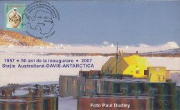 1079FM- DAVIS AUSTRALIAN ANTARCTIC STATION, SPECIAL COVER, 2007, ROMANIA - Bases Antarctiques