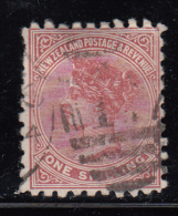New Zealand Used Scott #67 1sh Queen Victoria - Perf Faults - Usados