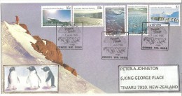 Parade De Pingouins, Phillip Island, Lettre Adressée En Nouvelle-Zélande, Série Yvert  68/72 - Antarctische Fauna