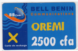 BENIN RECHARGE 2500 CFA OREMI BELL BENIN COMMUNICATIONS - Bénin