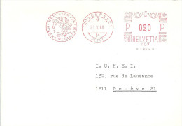 Motiv Brief  "Helvetia Vie - Helvetia Leben, Genève"  (Freistempel)           1968 - Affranchissements Mécaniques