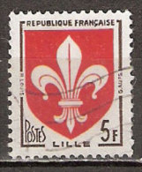 Timbre France Y&T N°1186 (09) Obl.  Armoirie De Lille.  5 F. Brun-noir Et Rouge. Cote 0,15 € - 1941-66 Coat Of Arms And Heraldry