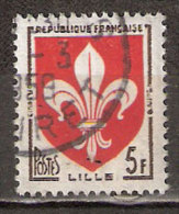 Timbre France Y&T N°1186 (10) Obl.  Armoirie De Lille.  5 F. Brun-noir Et Rouge. Cote 0,15 € - 1941-66 Coat Of Arms And Heraldry